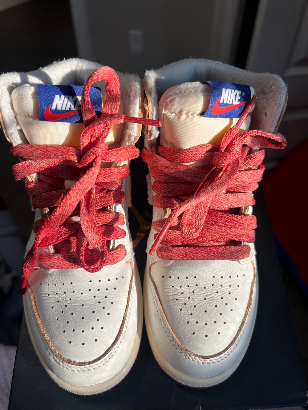 Nike Kids White Sneakers with Red Laces